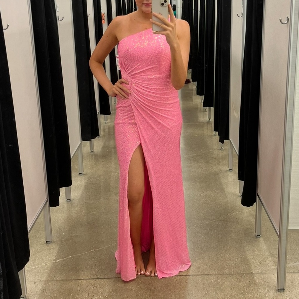 La Femme Pink Sequin Gown